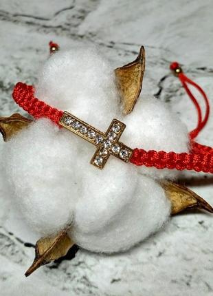 Браслет червона нитка плетений оберіг хрест