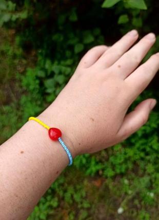 Синьо-жовтий браслет на руку, патріотичний браслет с червоний серцем7 фото