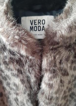 Леопардовая коричневая шуба шубка полушубок принт леопард vero moda3 фото