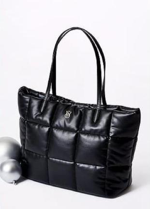 Стильная сумка-шопер victoria's secret quilted tote bag black6 фото