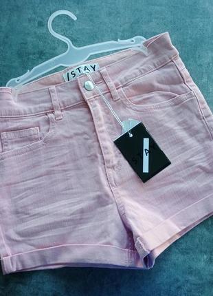 Новые джинсовые, розовые шорты