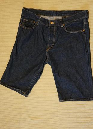 Відмінні темно-сині джинсові шорти h&m & denim швеція 34 р.
