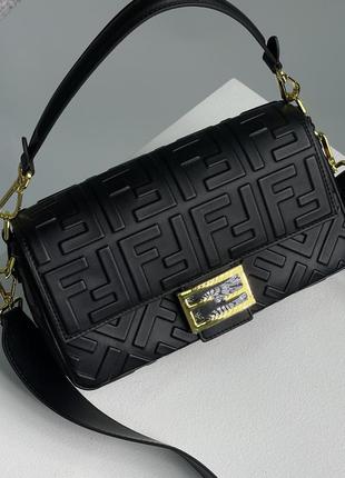 Сумка fendi baguette black leather bag1 фото