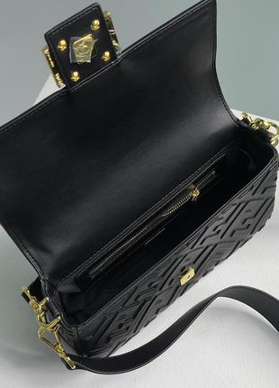 Сумка fendi baguette black leather bag5 фото