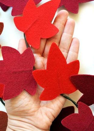 Гирлянда листья плюща, зеленая, серая или бордовая, из фетра