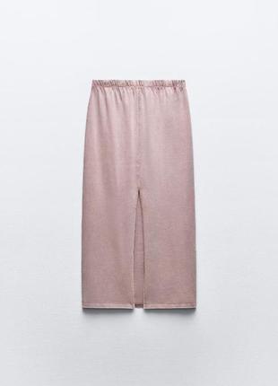 Длинная вареная розовая юбка zara new7 фото