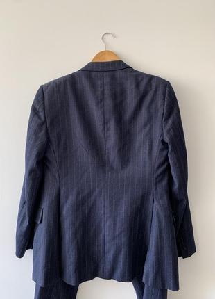 Шерстяной костюм в полоску синий jaeger брючный10 фото