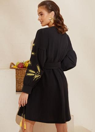 Платье-кимоно черная с вышивкой колодки &lt;unk&gt; 802734 фото