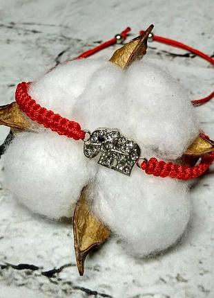 Браслет красная нить плетеный оберег слоник