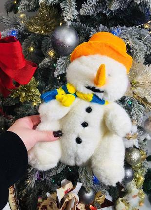 Мягкая игрушка декор под ёлку рождество новый год снеговик на окно в украинском шарфике1 фото