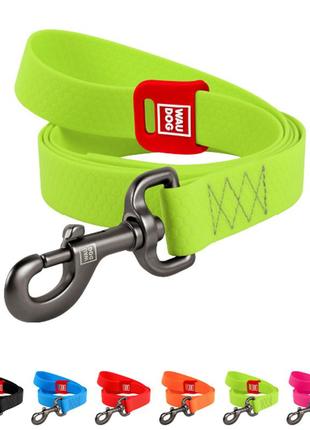 Поводок для собак водостойкий waudog waterproof, s, ш 15 мм, дл 122 см салатовый