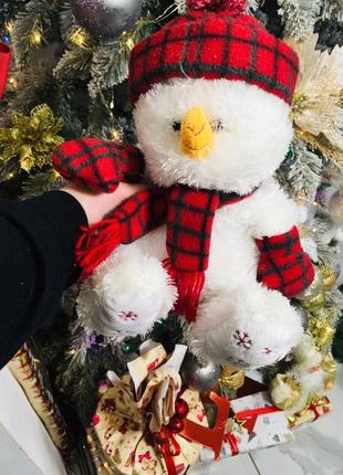 М'яка іграшка декор під ялинку Різдво новий рік сніговик на вікно1 фото