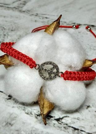 Браслет червона нитка плетений оберіг пацифик символ миру