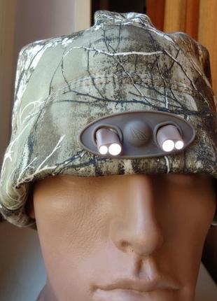 Шапка мисливська з ліхтариком powercap realtree camo beanie для риболовлі полювання