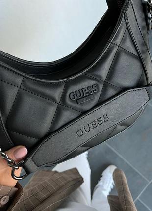 Стильна новинка сумка жіноча бренда guess чорний мат гесс, топ багет2 фото