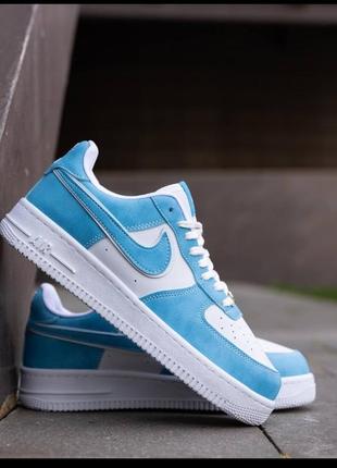 Nike air force white blue6 фото