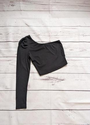 Черный топ, лонгслив на одно плечо от shein