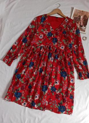 Воздушный сарафан/платье в цветочный принт/с длинным рукавом1 фото