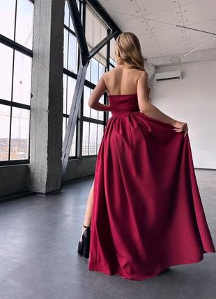 Святкова сукня максі з відкритими плечами і ремінцем з розрізом2 фото