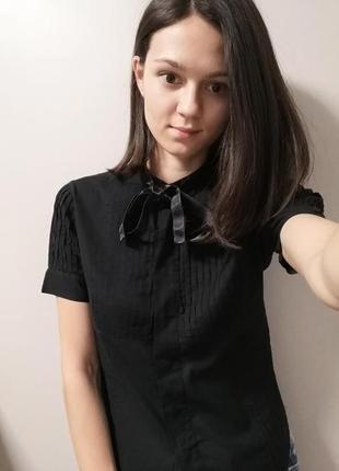 Черная хлопковая рубашка оригинал. рубашка/блуза короткий рукав calvin klein.xs-s