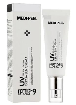 Солнцезащитный крем с пептидами medi-peel peptide 9 uv derma sun cream spf 50+ pa+++ 50 мл1 фото