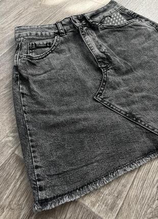 Юбка с необработанным низом, джинсовая5 фото