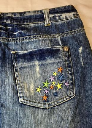 Винтажная джинсовая мини юбка со звездами y2k 2000s5 фото