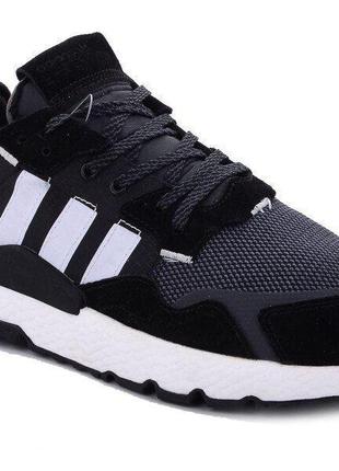 Мужские кроссовки adidas nite jogger черные с белым5 фото