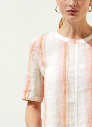 Красивая льняная блуза в цветную полоску р.222 фото