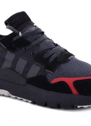 Чоловічі кросівки adidas nite jogger  чорні з червоним5 фото