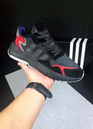Чоловічі кросівки adidas nite jogger  чорні з червоним1 фото