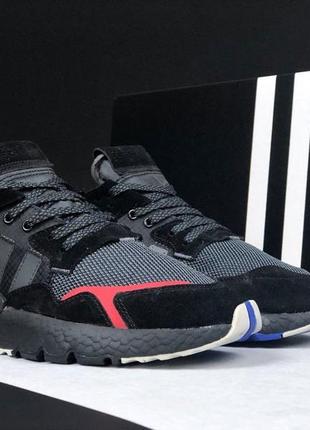 Мужские кроссовки adidas nite jogger черные с красным4 фото