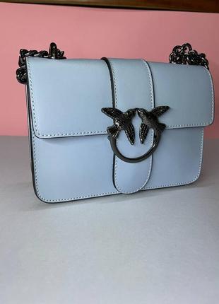 Жіноча блакитна шкіряна сумочка, каркасна сумка пінко чорна та бежева сумочка1 фото