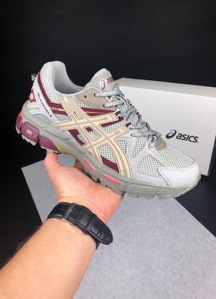 Мужские кроссовки asics gel kahana 8 серые с бордовым2 фото