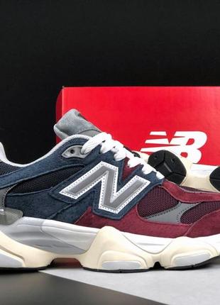 Мужские кроссовки new balance 9060 бордовые с темно синим5 фото