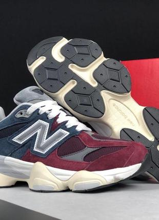 Чоловічі кросівки new balance 9060 бордові із темно синім