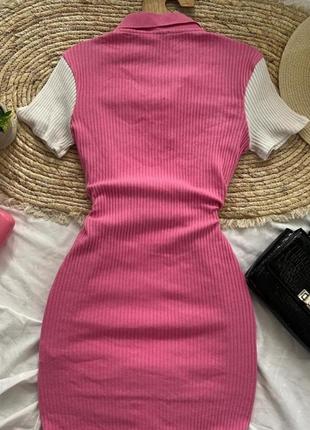 Плаття поло у рубчик м з одної сторони біле з другої  розове barbie1 фото