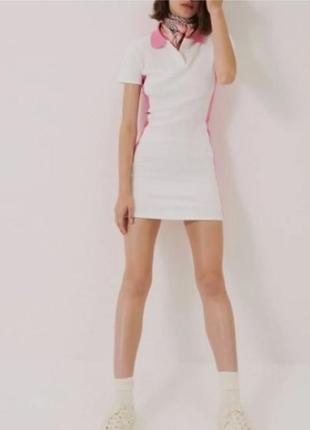 Платье поло в рубчик м с одной стороны белое из второго разовое barbie4 фото
