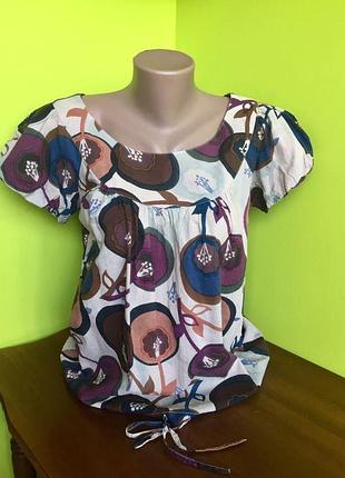 Блуза легкая свободная next в цветочный принт / короткий рукав / хлопок!!️мин-не заказ 175 гр!!️