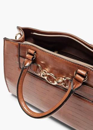 Сумка сумочка саквояж трапеция чемодан коричневая золотая гарнитура с ручкой шопер олд. мані мани рептилия3 фото