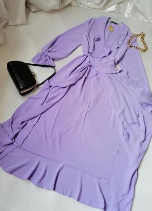 Шикарна сукня з воланами на запах довжина міді2 фото