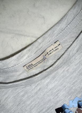 1+1=3 модная серая женская футболка оверсайз zara с пайетками, размер 46 - 485 фото