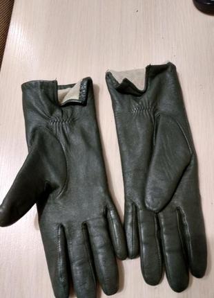 Флисовые перчатки из натуральной кожи.4 фото