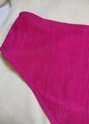 Рожеві жіночі плавки в рубчик високі низ купальника бікіні4 фото
