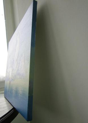 Картина маслом  море морской  пейзаж "корабль у побережья"3 фото