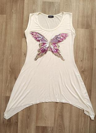 Нежное кремовое платье "бабочка" s