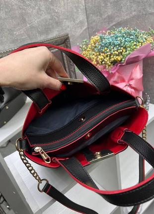 Женская стильная и качественная сумка шоппер из натуральной замши и эко кожи капучино9 фото