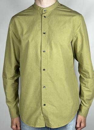 Оливкова сорочка-рубашка без коміра від cos2 фото