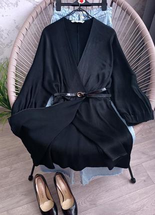 Черное атласное платье zara4 фото