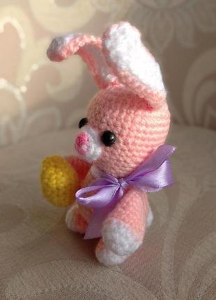 🍓 зайчик пасхальний. кролик, заєць, іграшка, декор на пасху. мініатюрна в'язаня іграшка.4 фото